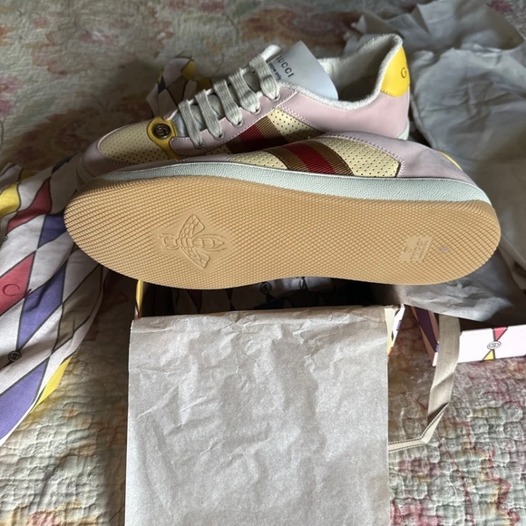 Gucci Lovelight Screener sneakers sz W11 M9.5 EU42 New in box pink leather - Picture 9 of 10